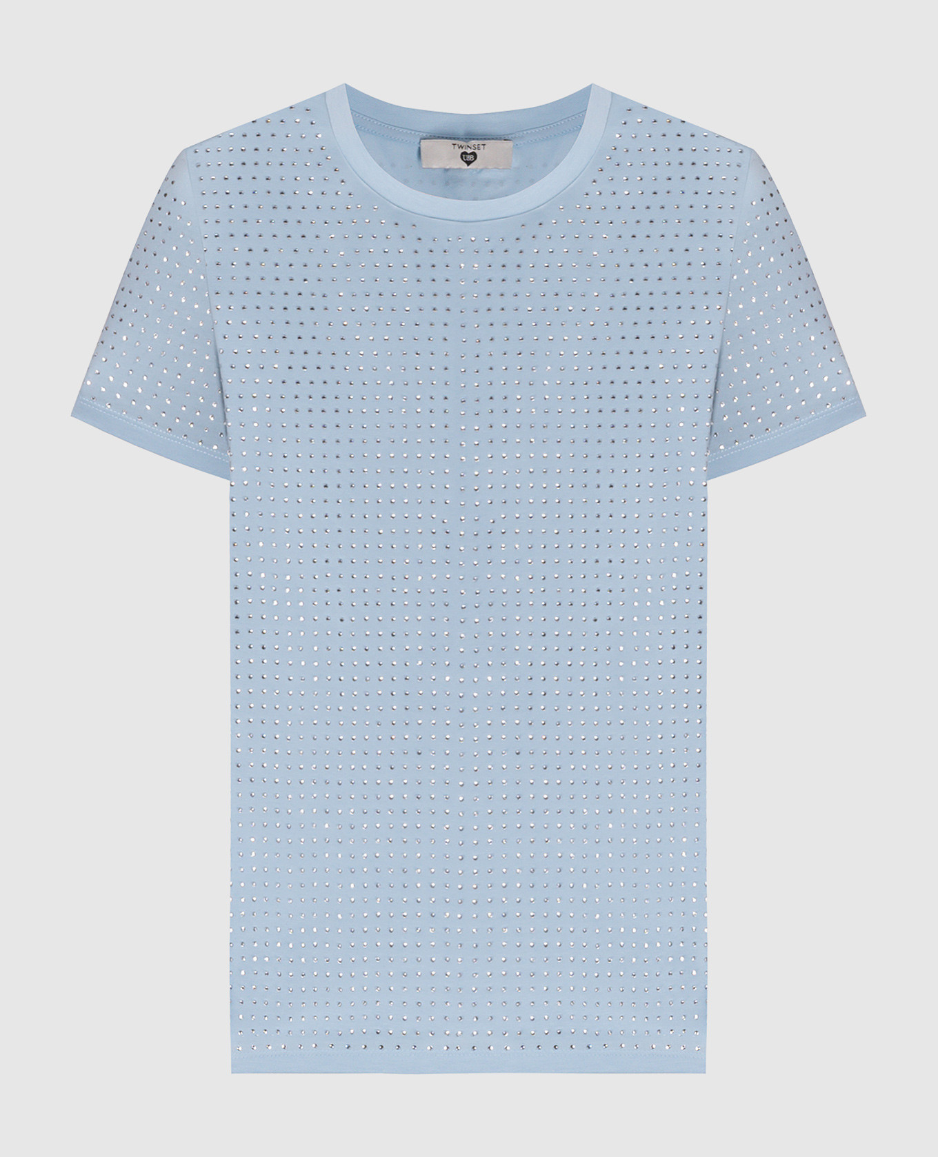 

Blue t-shirt with crystals Twinset, Голубой