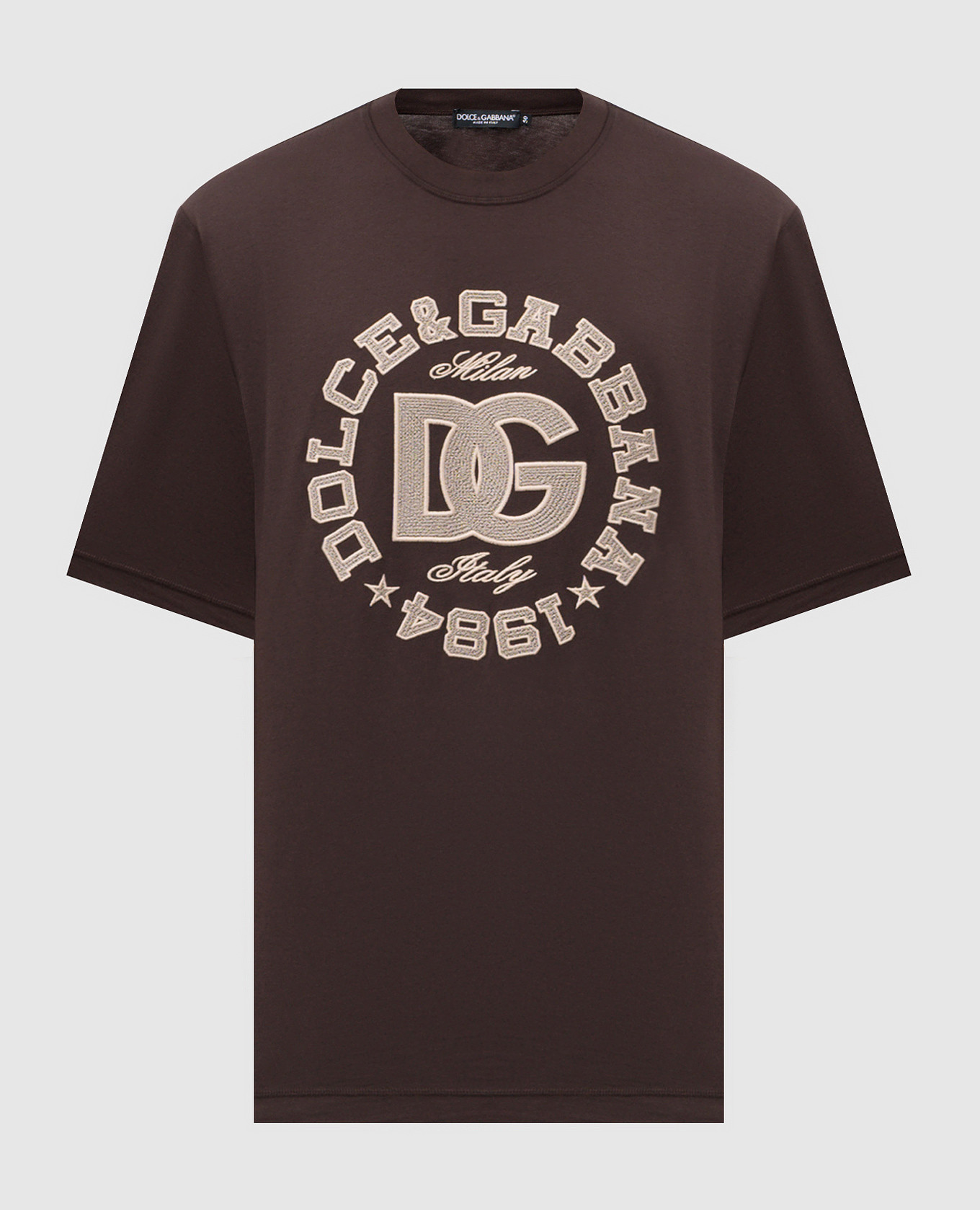 Brown T-shirt with embroidered logo Dolce&Gabbana