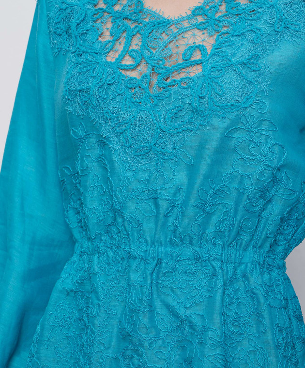 Ermanno Scervino - Blue linen dress with lace D464Q627NZB - shop with  Cyprus delivery at Symbol