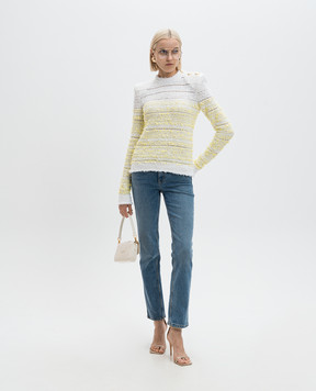 Balmain White tweed sweater with sequins DF1KD005KG71