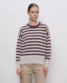 Brunello Cucinelli Beige striped cashmere jumper M12205920P
