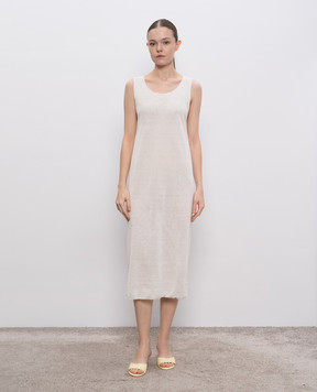 The Row White midi dress Jovienne with linen 8810Y889