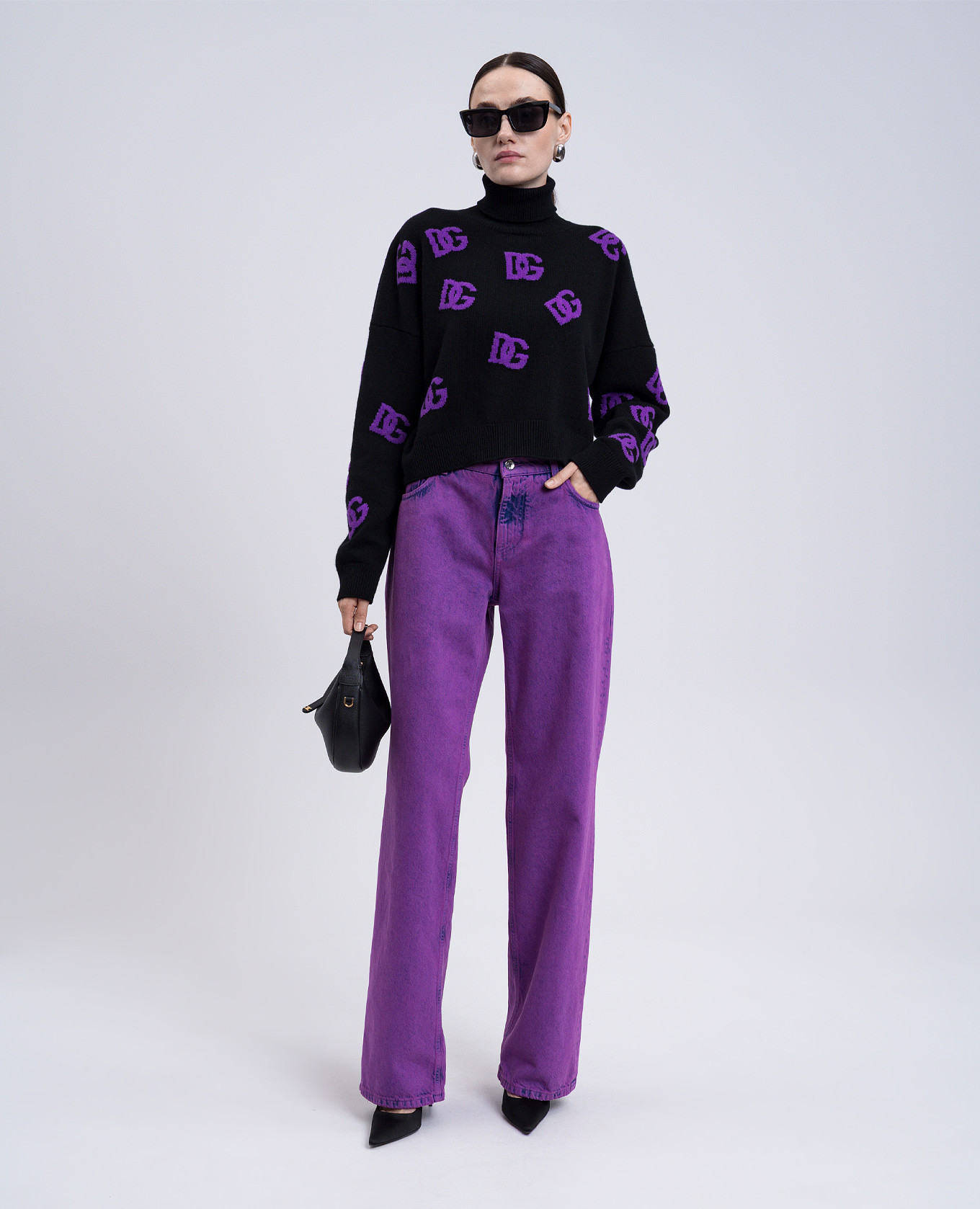 

Black wool sweater with DG logo pattern Dolce&Gabbana