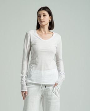 Masnada White longsleeve with accent stitching 7691