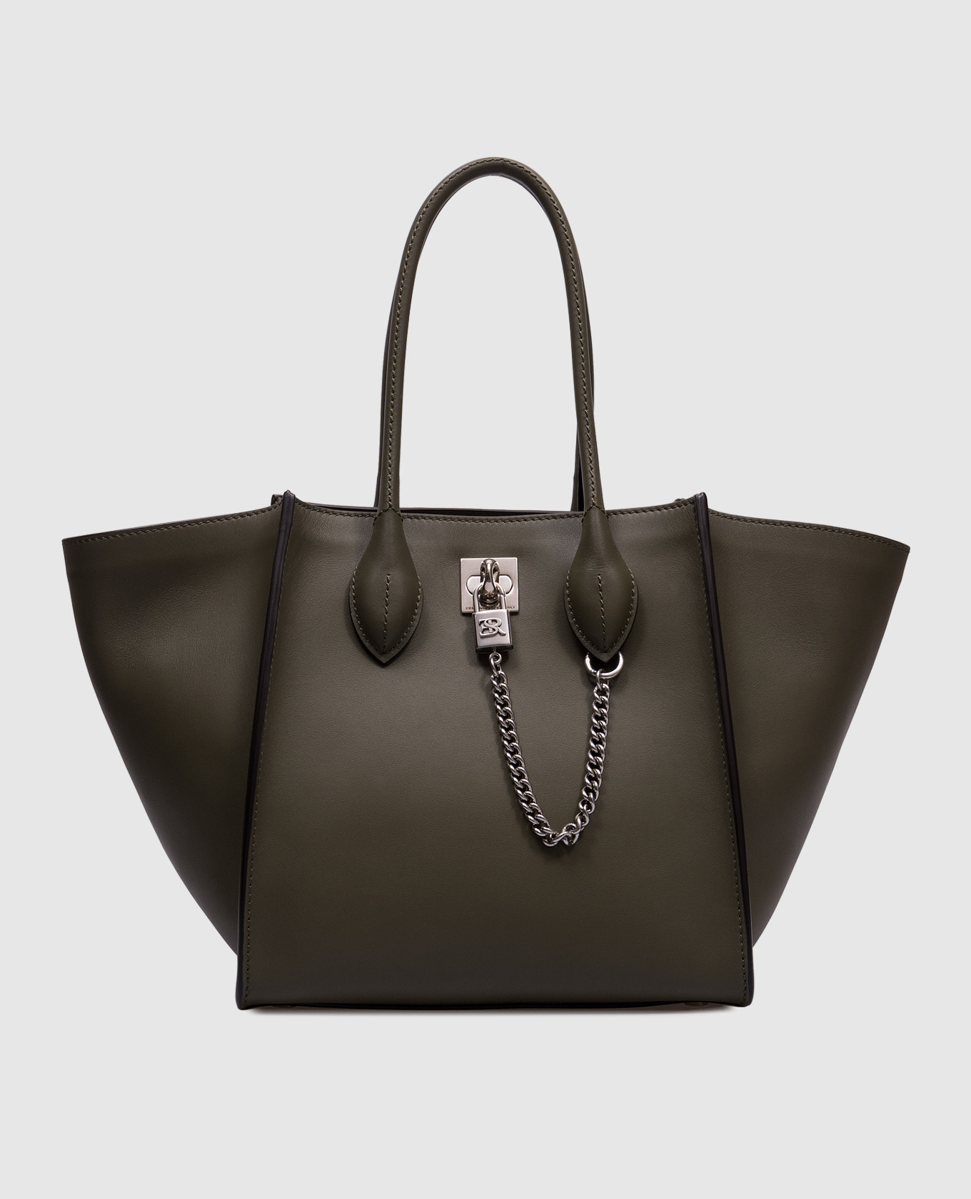 

Green leather tote bag with logo Ermanno Scervino