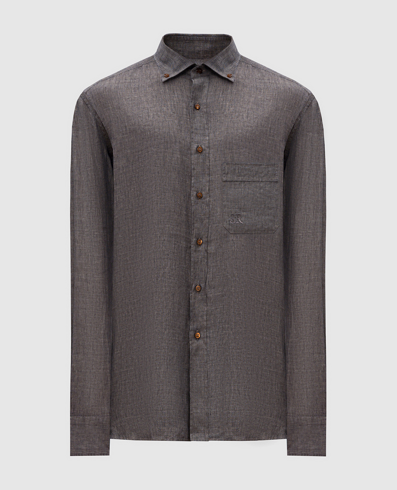 

Brown linen shirt with monogram logo Stefano Ricci
