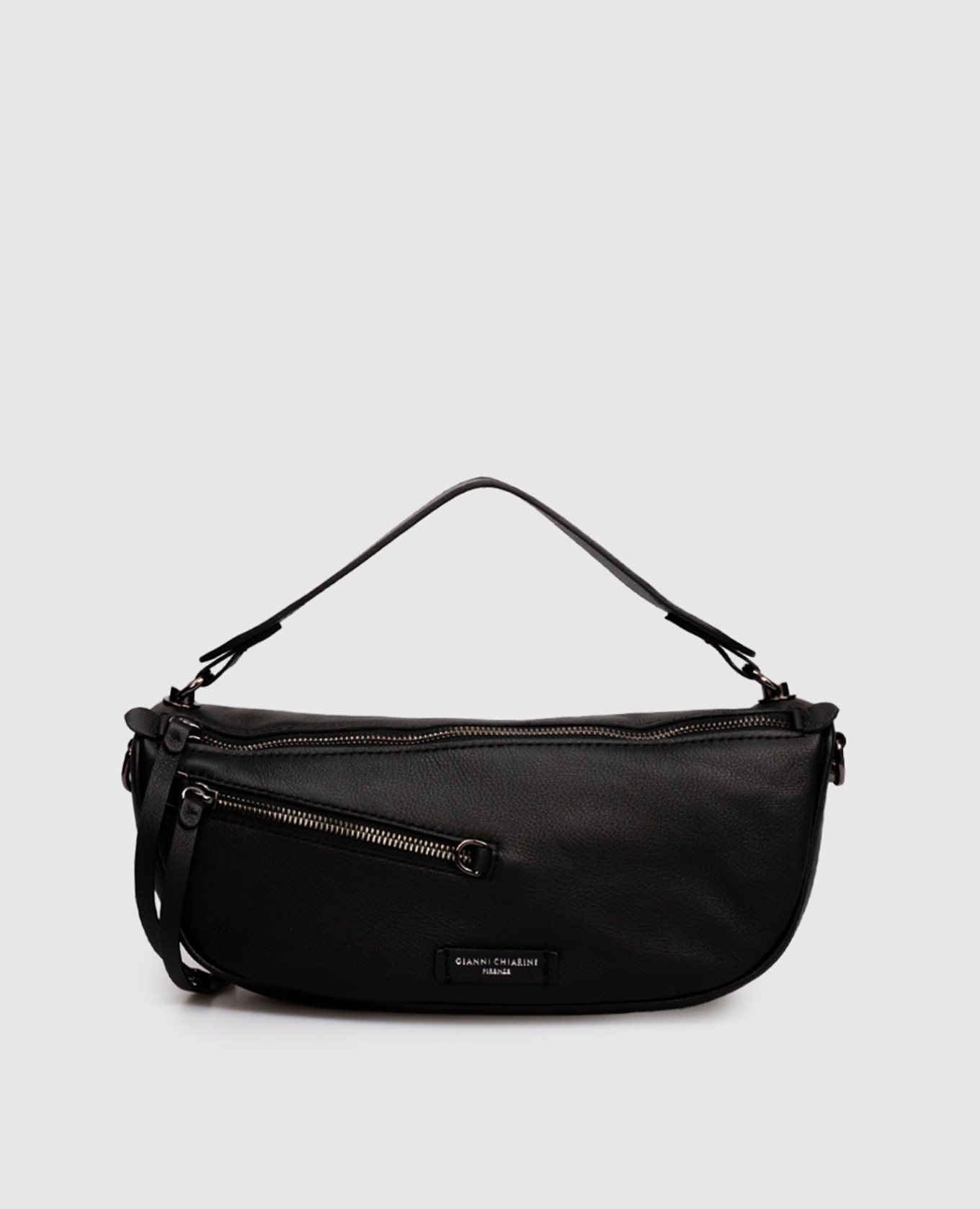 

Cindy black leather baguette bag with logo Gianni Chiarini