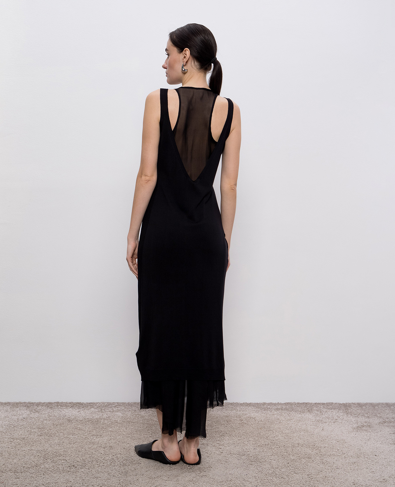 

Black double-layered silk dress Masnada