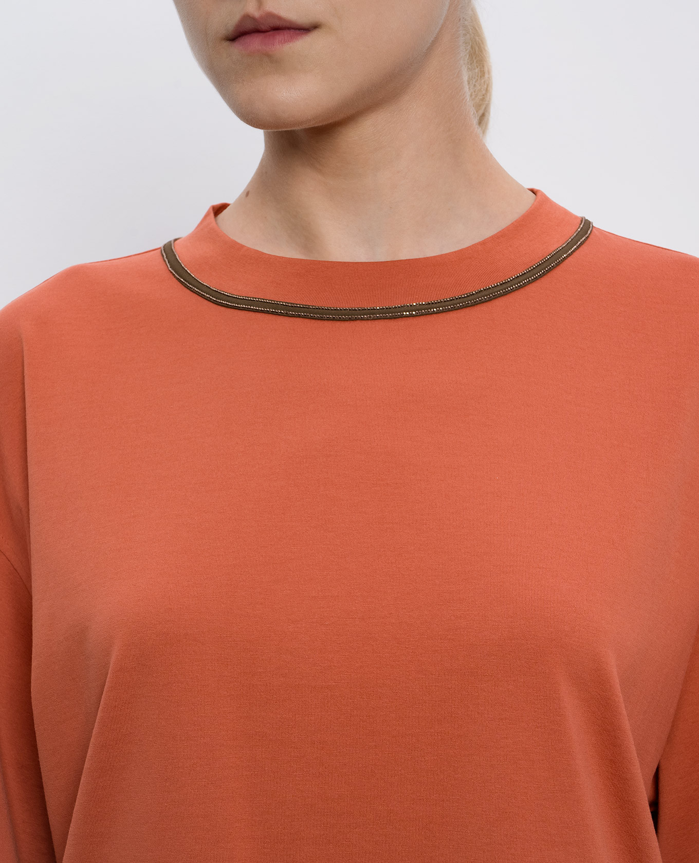 

Orange T-shirt with monil chain Brunello Cucinelli