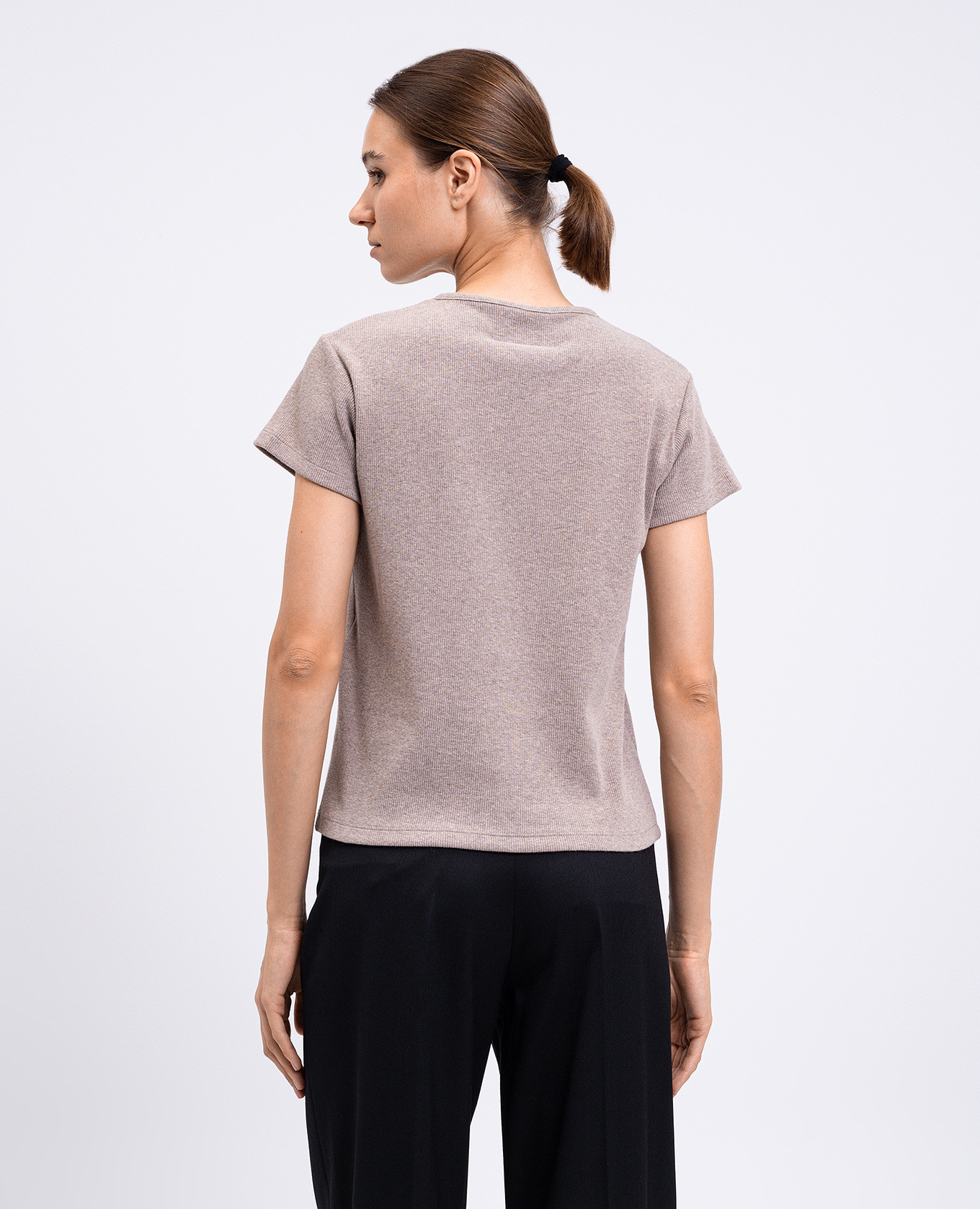 

Beige ribbed wool T-shirt with print Maison Margiela MM6, Black