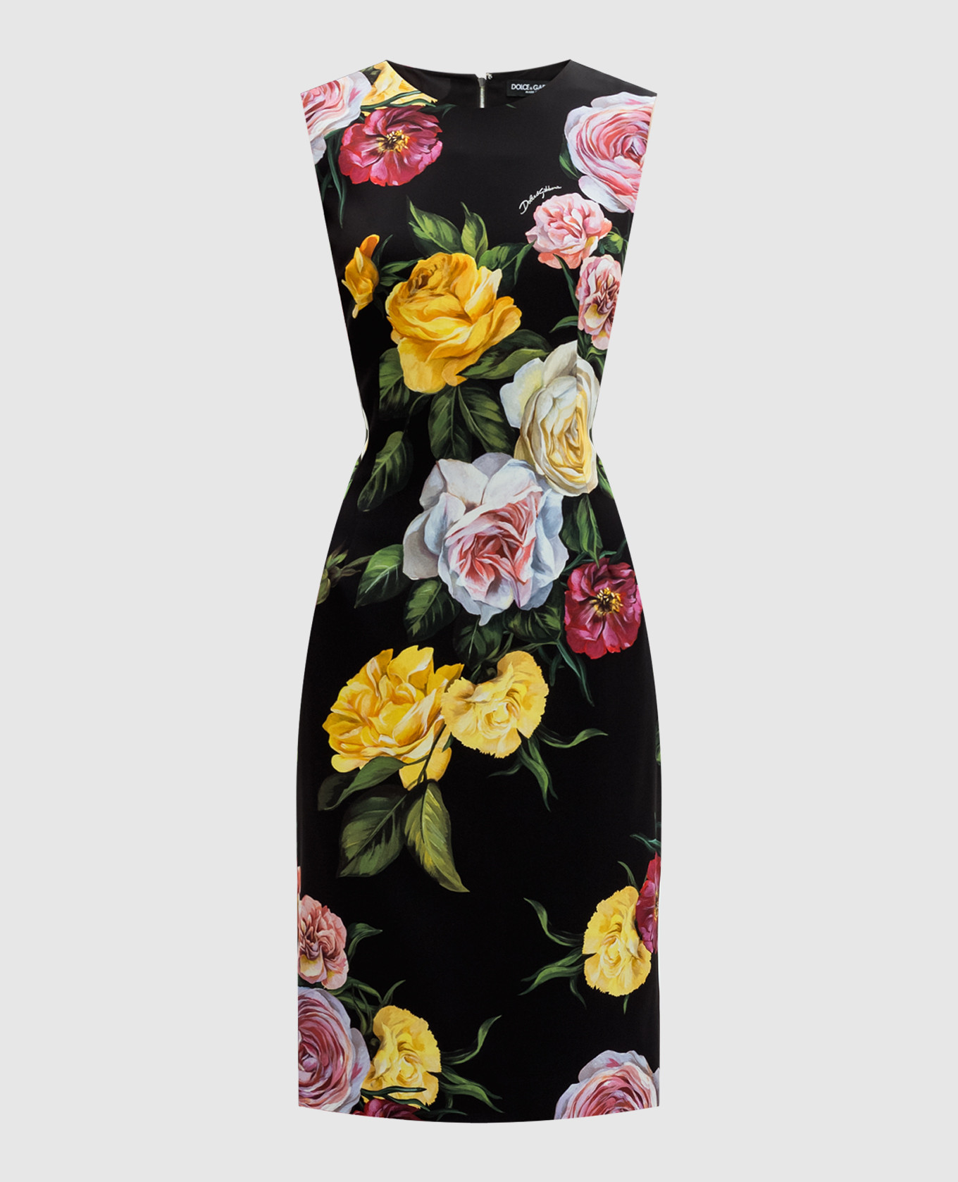

Black floral print silk midi dress Dolce&Gabbana
