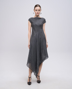 Marc Le Bihan Gray silk dress with an asymmetrical cut 2107
