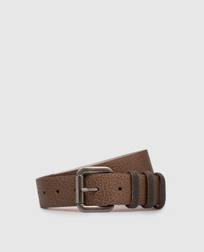Brunello Cucinelli Brown leather belt with monil chain M0JUMC33U