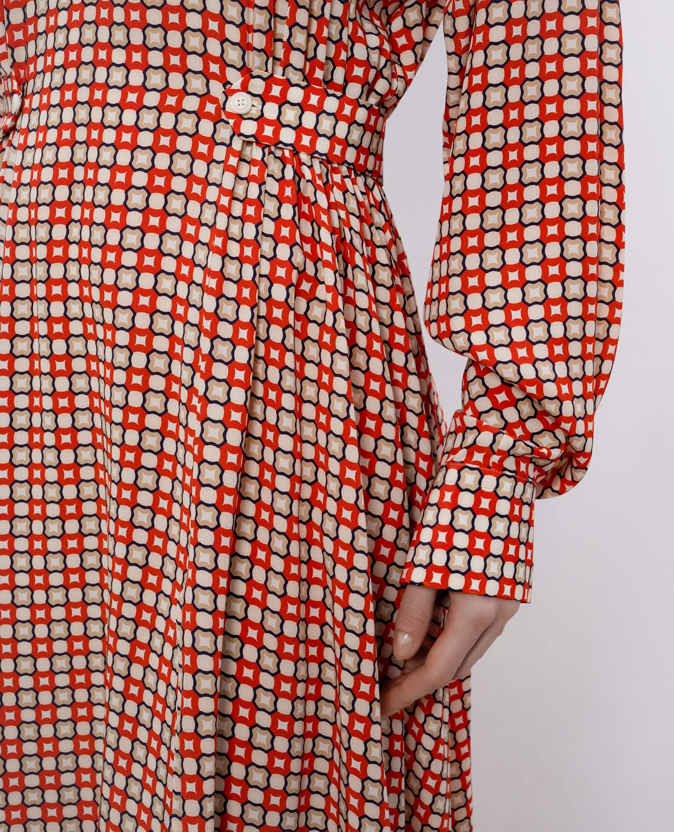 

Red silk shirt dress with geometric print Ermanno Scervino