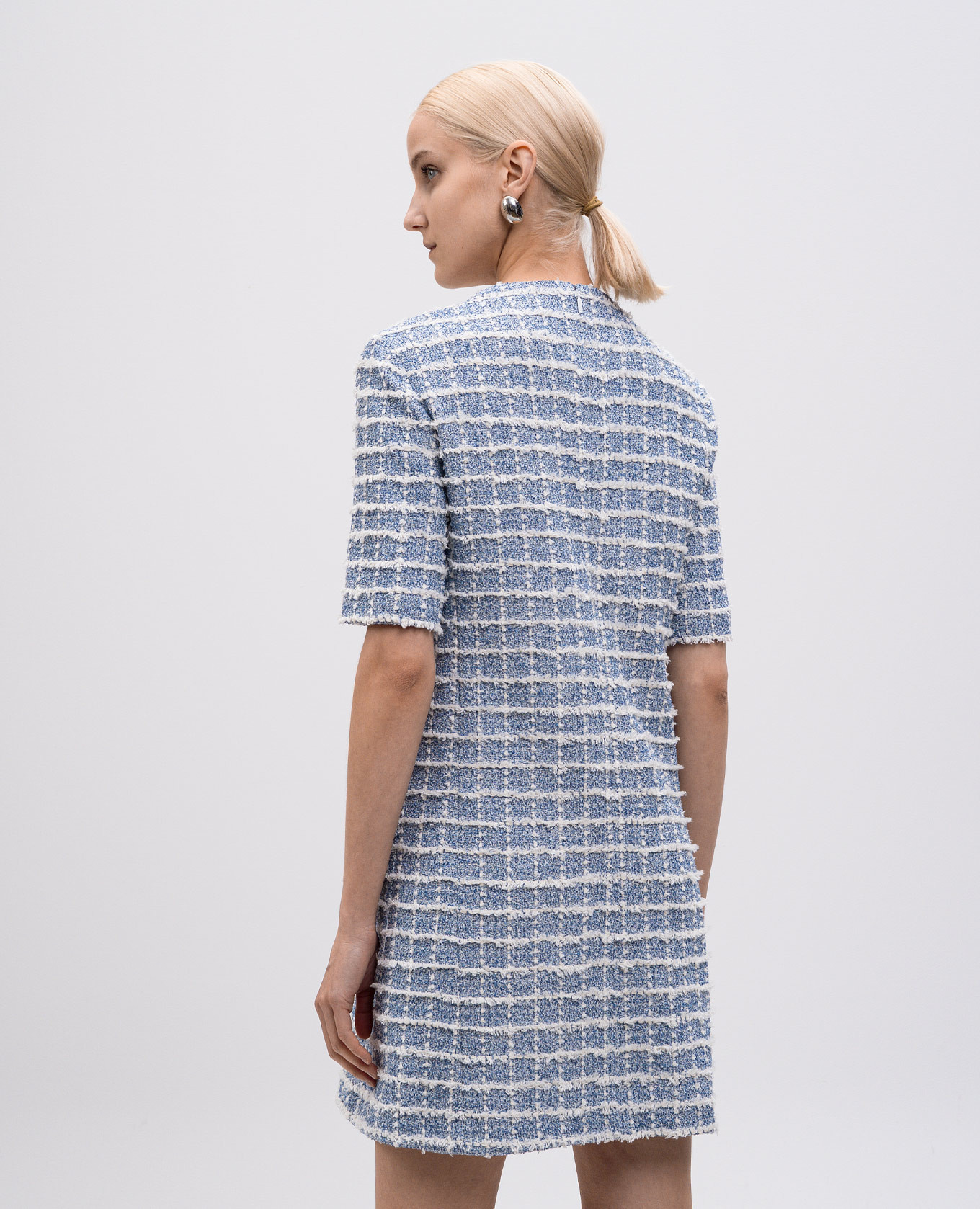 

Blue tweed check dress Versace, Light blue