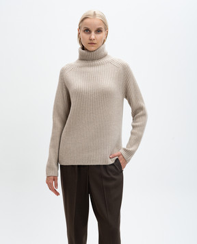 Simonetta Ravizza Beige ribbed wool and cashmere sweater F04KN98T69