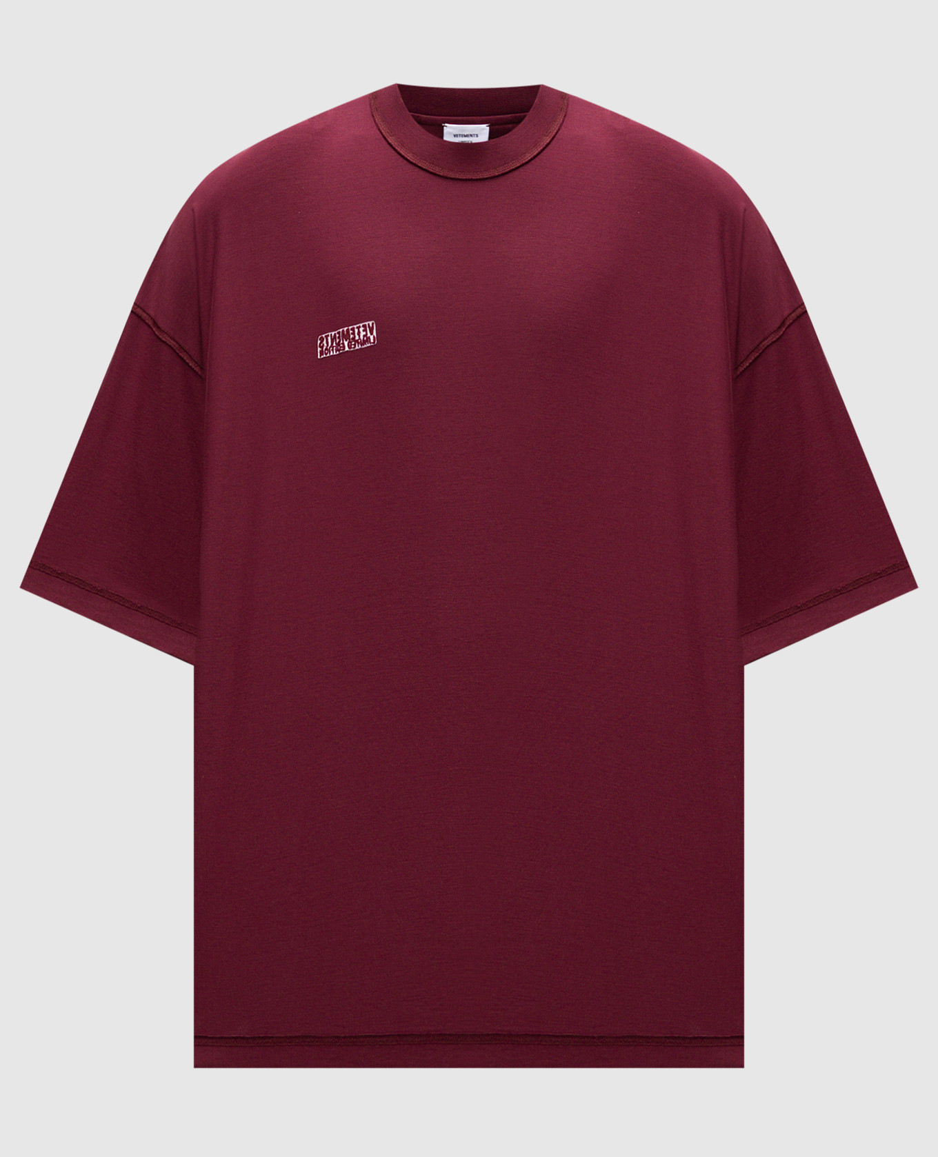 

Burgundy t-shirt with inside-out effect and logo Vetements, Бордовый