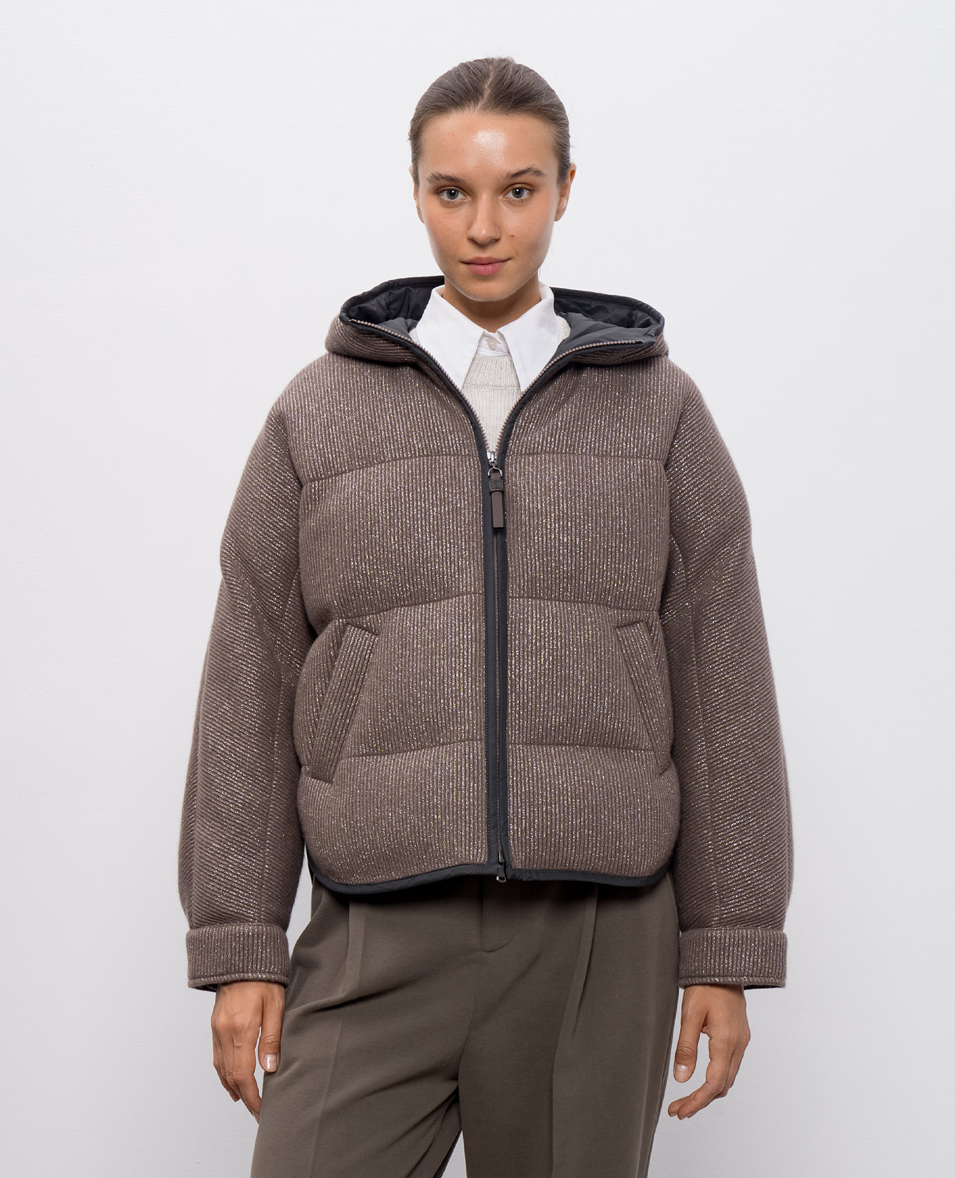 

Brown cashmere down jacket Brunello Cucinelli