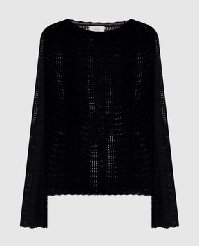 Loulou de Saison GRETA black openwork sweater made of wool and cashmere GRETA