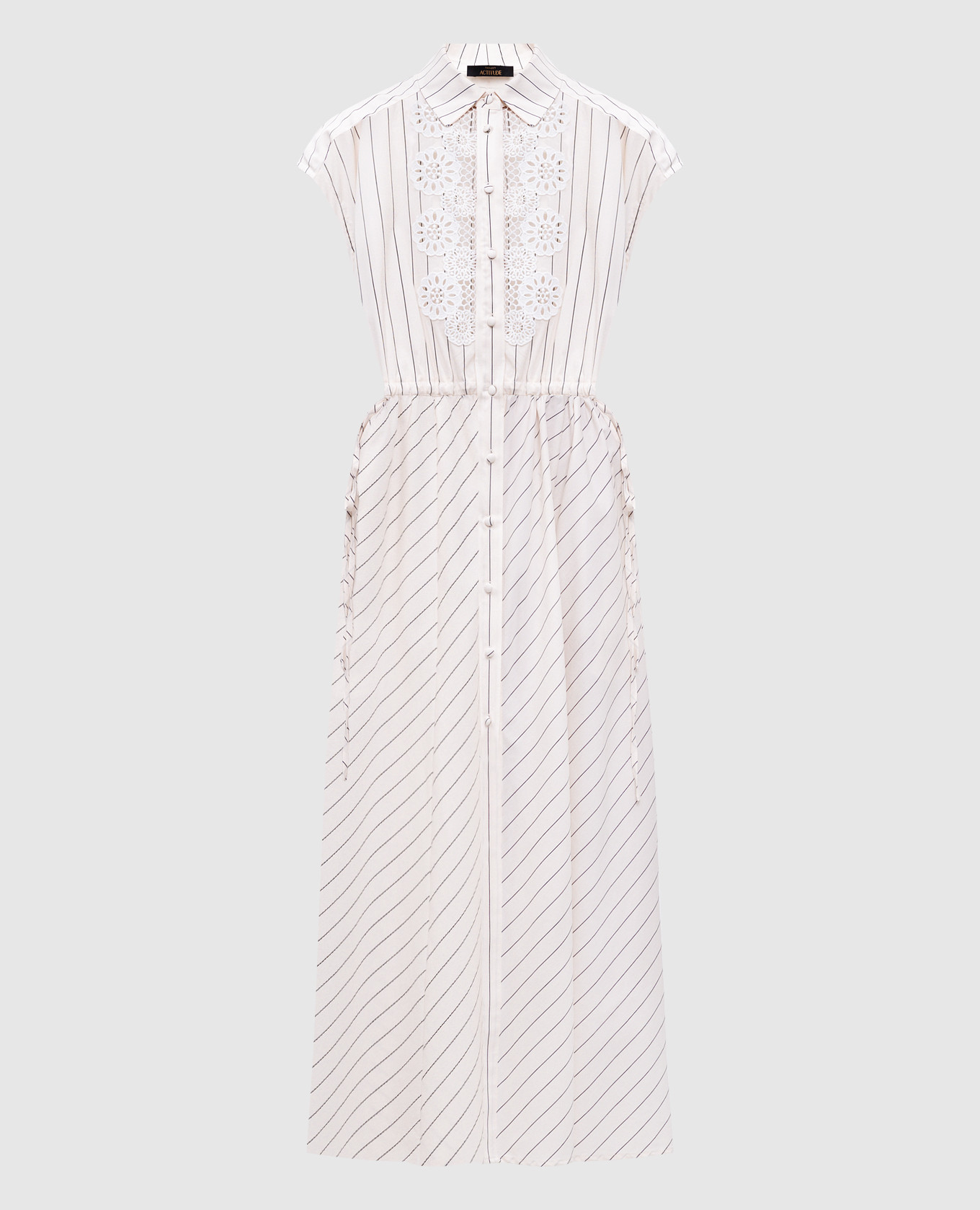 

Beige striped shirt dress with embroidery Twinset Actitude
