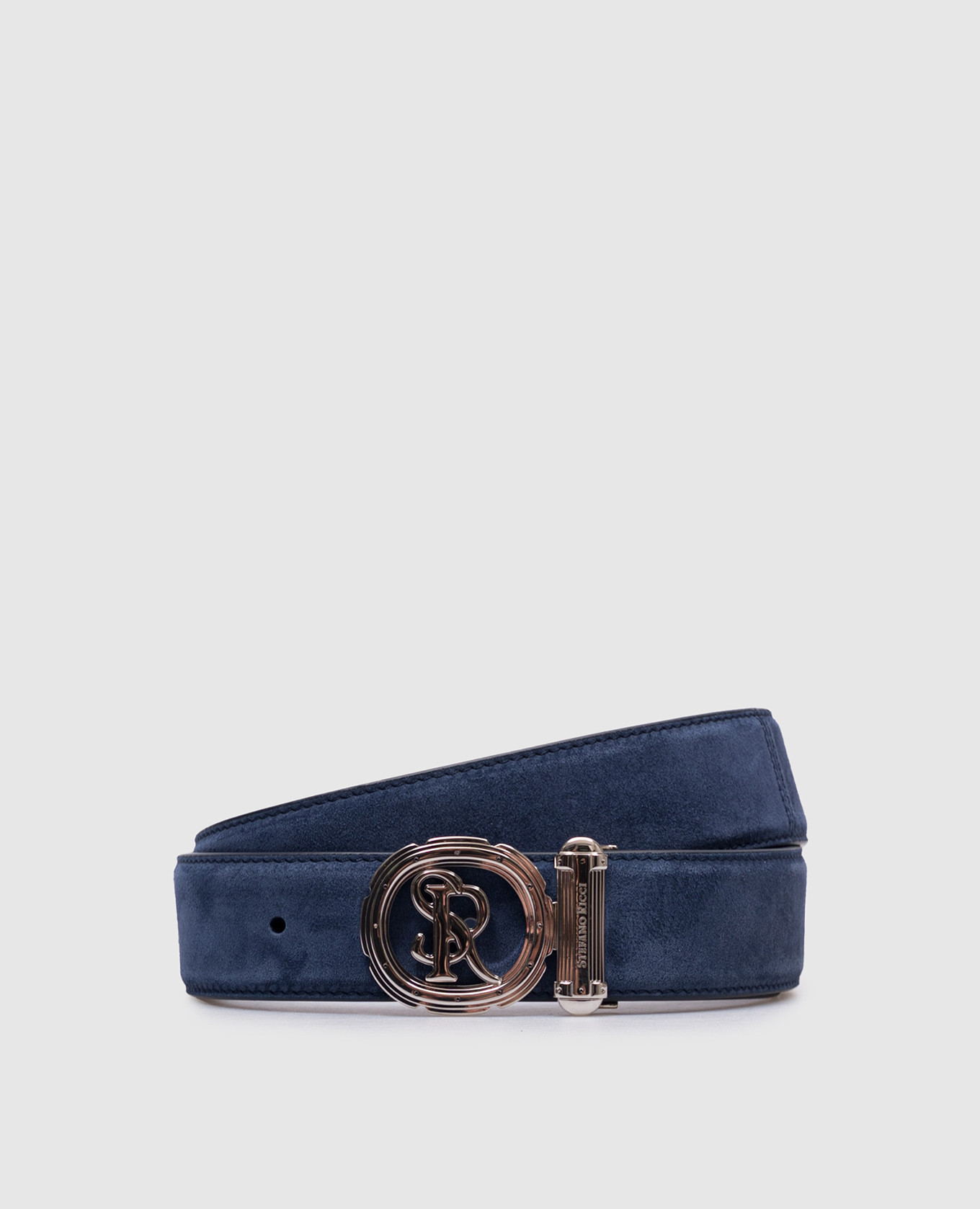 

Blue suede belt with monogram logo Stefano Ricci