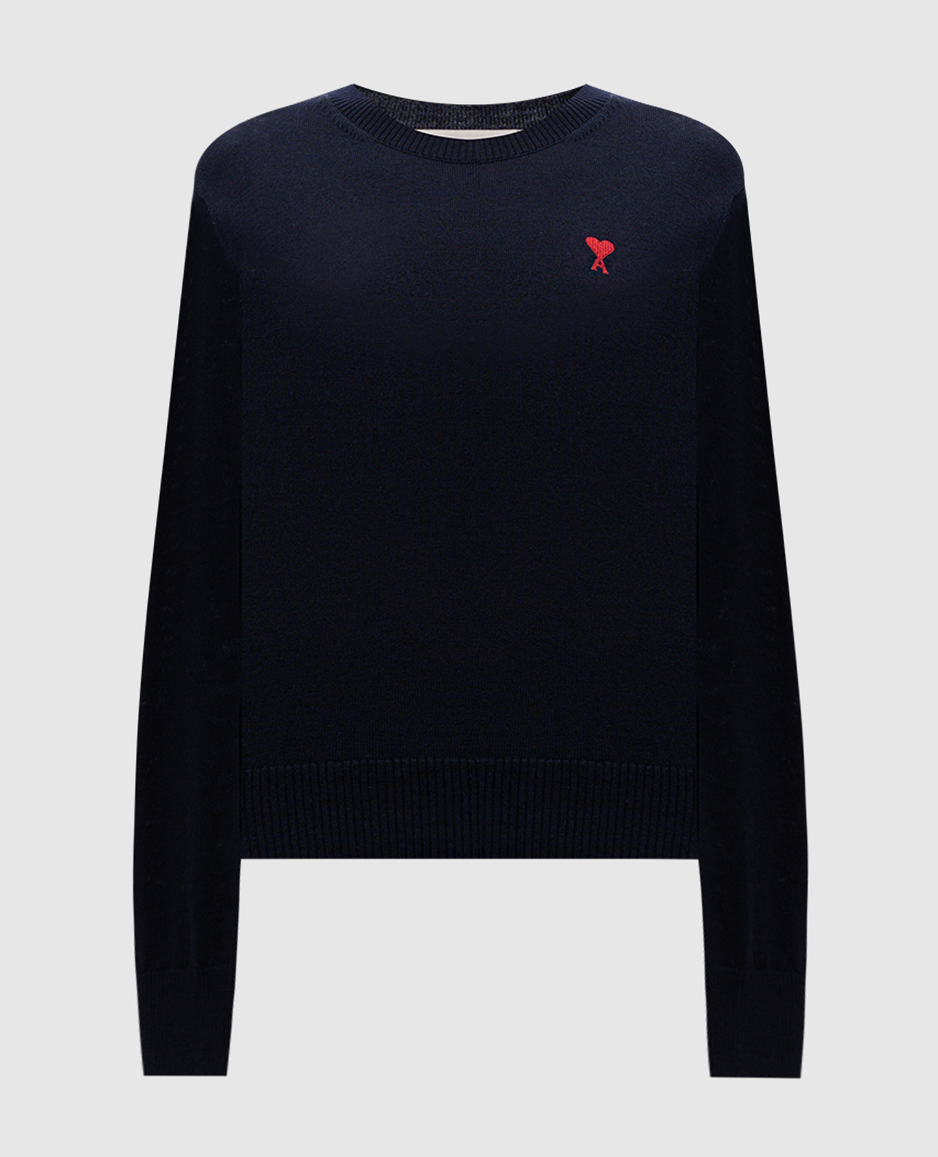 

Blue merino wool jumper with logo patch Ami Paris