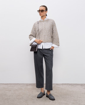 Brunello Cucinelli Beige openwork sweater with silk and linen MEA338200