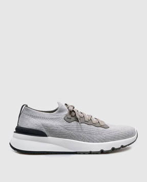 Brunello Cucinelli Grey sneakers with textured logo MZUPMBO252