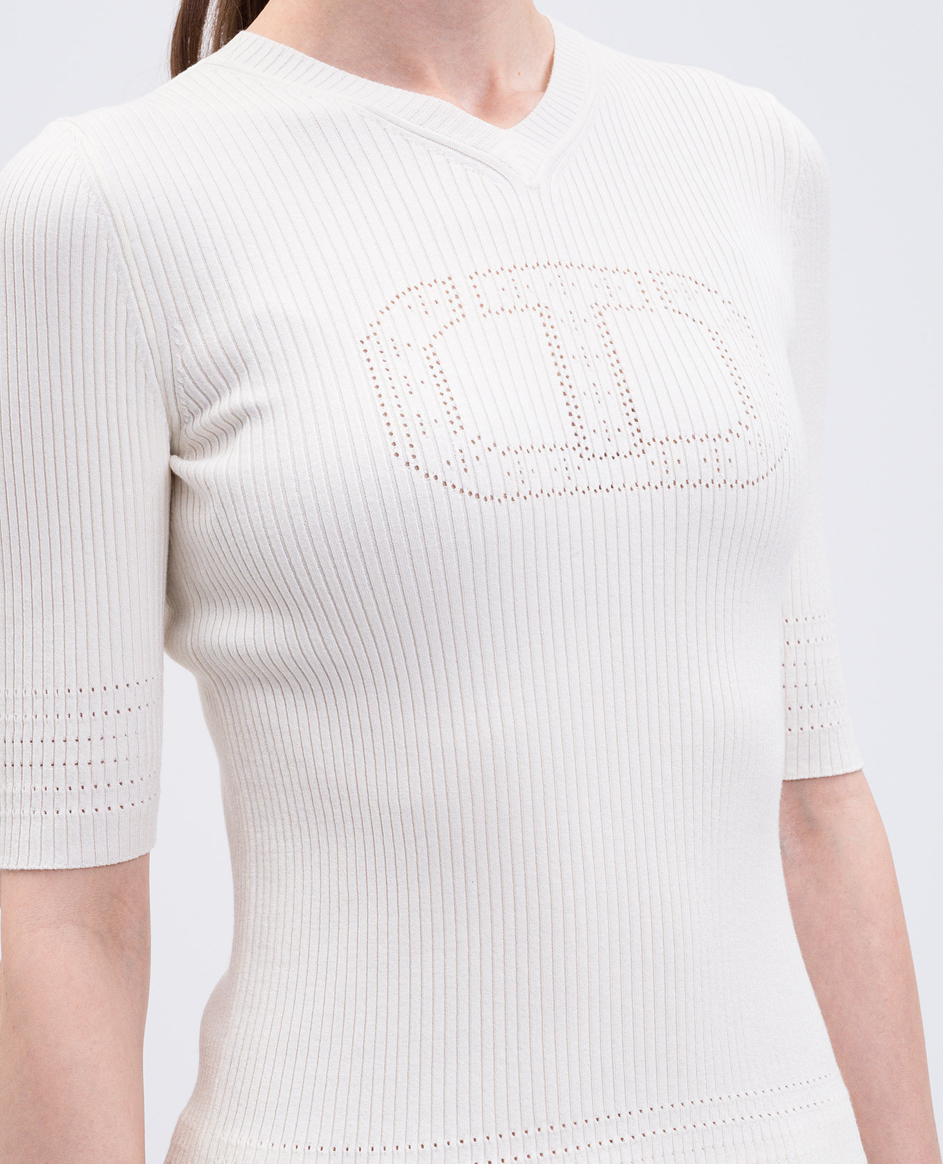 White ribbed top with logo Twinset 5