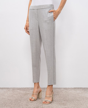 Peserico Gray wool pants with monil chain A0457206413