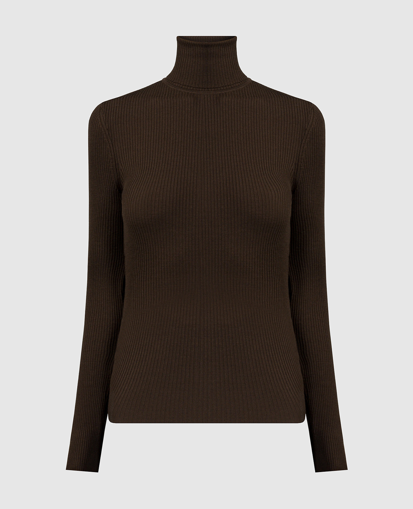 

Brown ribbed wool golf shirt Wolford, Коричневый