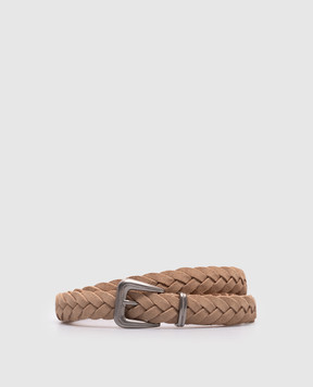 Brunello Cucinelli Cintura intrecciata in pelle scamosciata beige M0GORC268