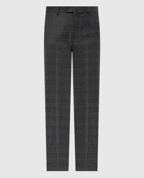 ISAIA Gray checkered wool and cashmere pants 0073158333H
