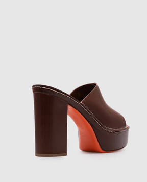 Santoni Brown leather mules WHST71585HC7TTIX