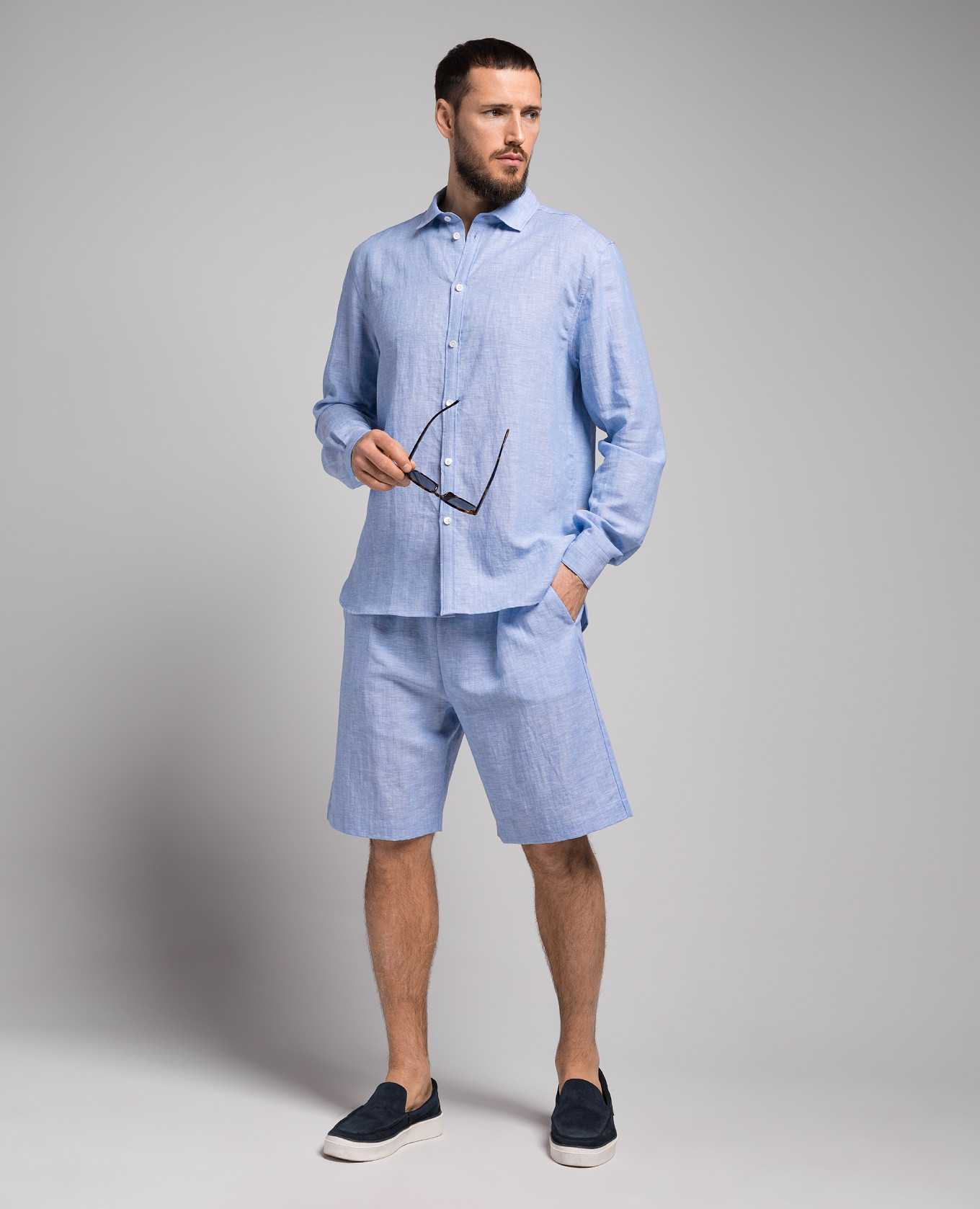 

Blue shirt with linen Zimmerli, Light blue