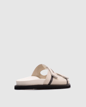 Doucal's Beige leather flip-flops with a monil chain DD8798CASTPF776