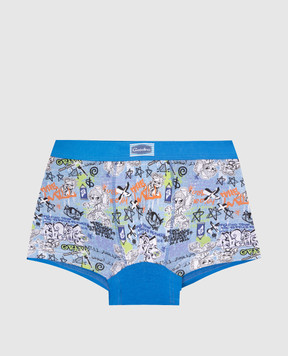 RiminiVeste Gasolino children's blue boxer briefs with a graffiti print U3518