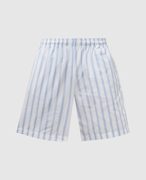 Vetements White striped shorts with logo UA66SS400Lm