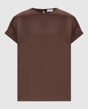 Brunello Cucinelli Brown silk top MPC59DE310