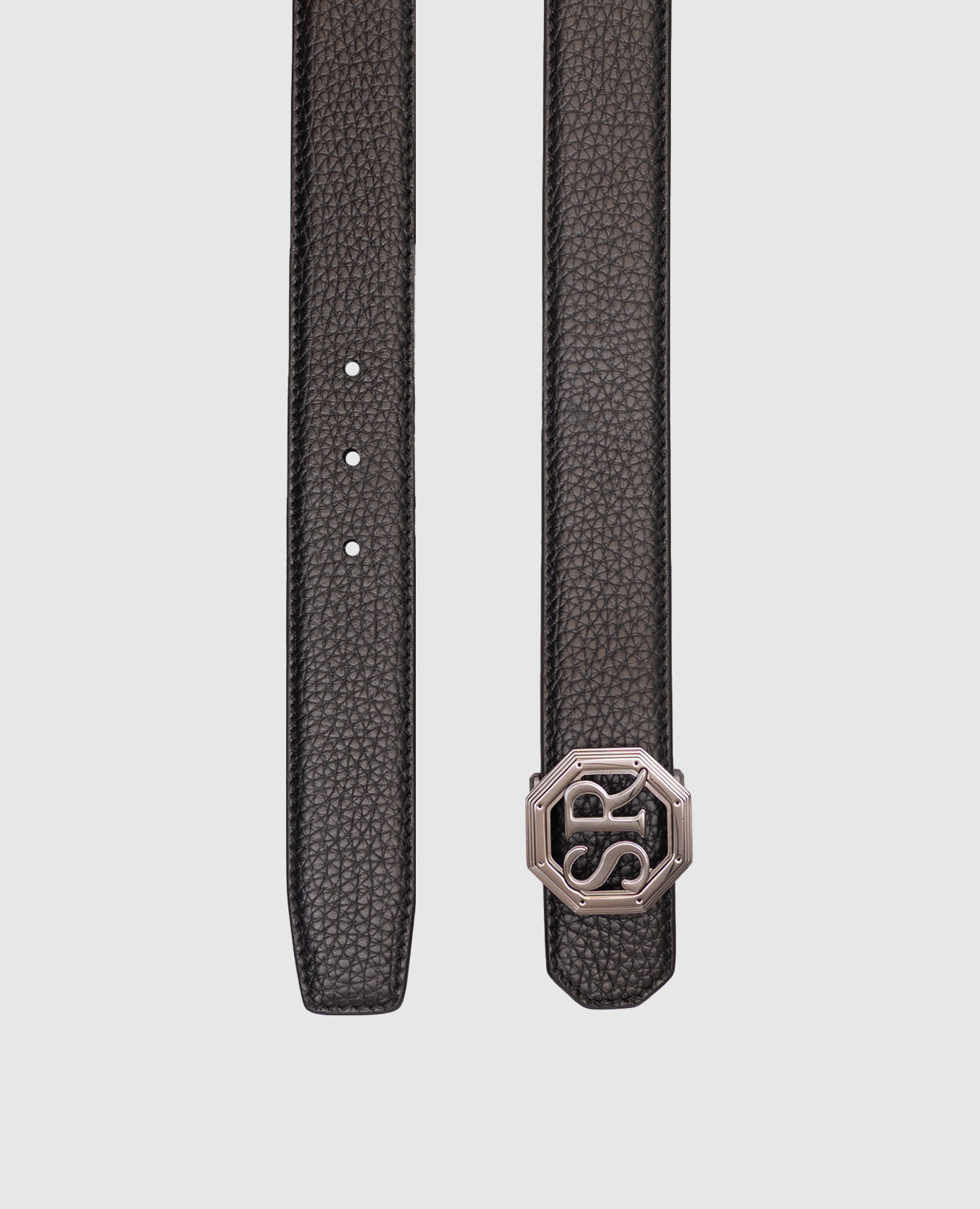 

Black leather belt with monogram logo Stefano Ricci
