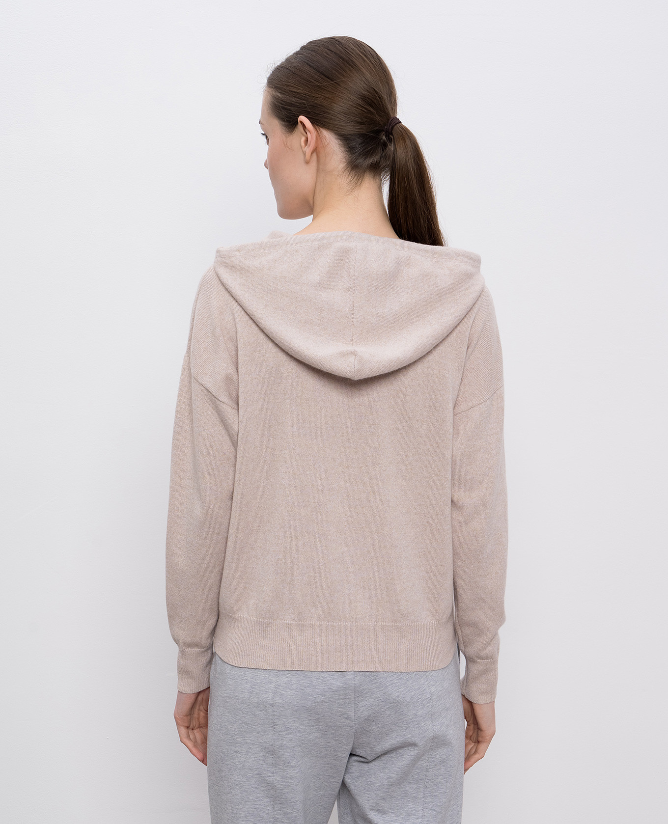 

Beige wool, silk and cashmere hoodie Peserico