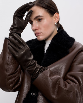 Babe Pay Pls Brown leather long gloves BT8