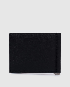 Valentino Black leather cardholder with bill clip featuring VLogo Signature logo emblem 6Y2P0V07UAG