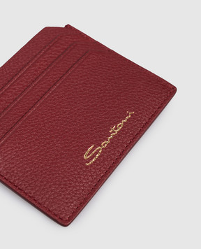Santoni Burgundy leather cardholder with logo DFPPA2693FOHSIW