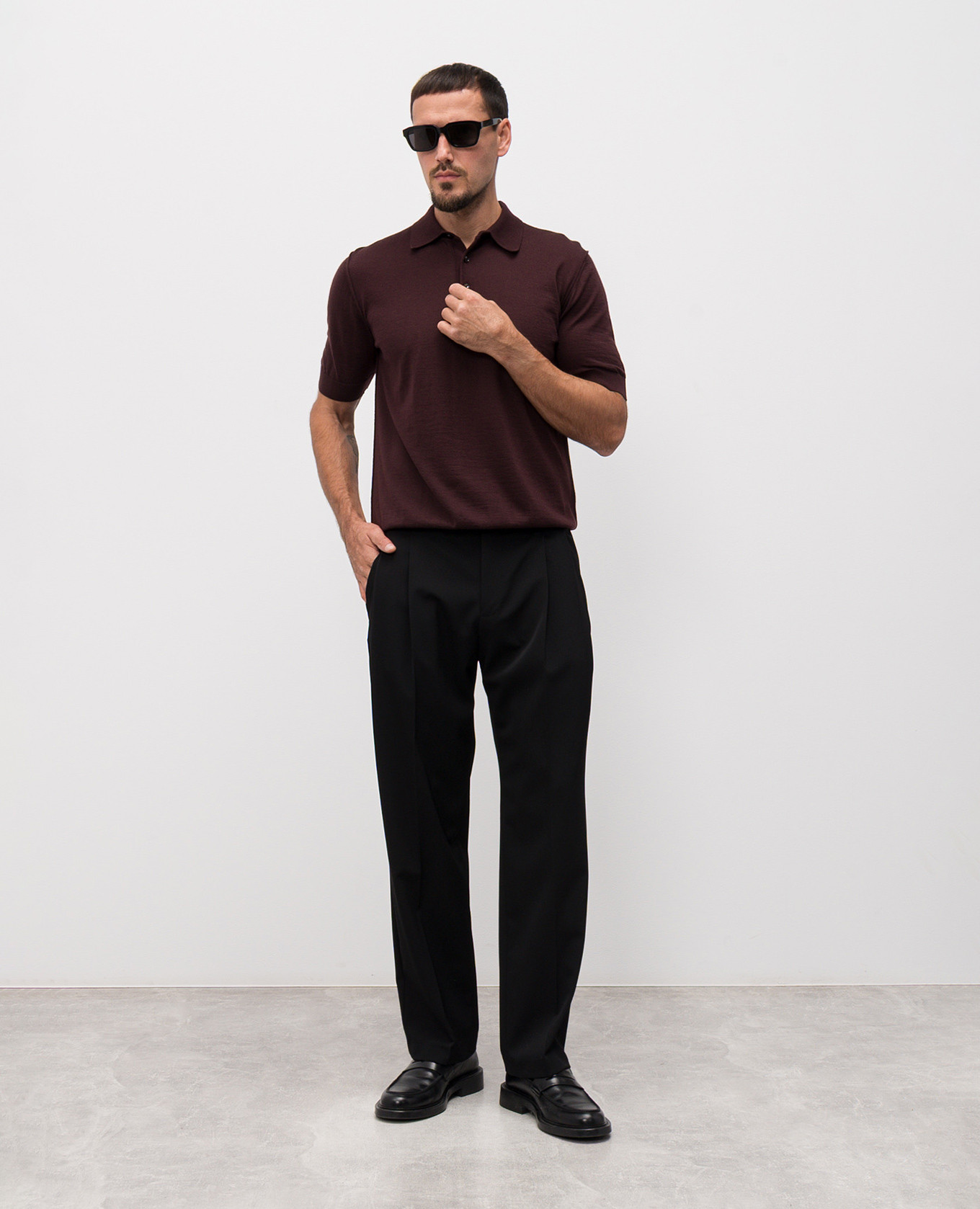 

Burgundy cashmere polo shirt with inside-out effect Dolce&Gabbana