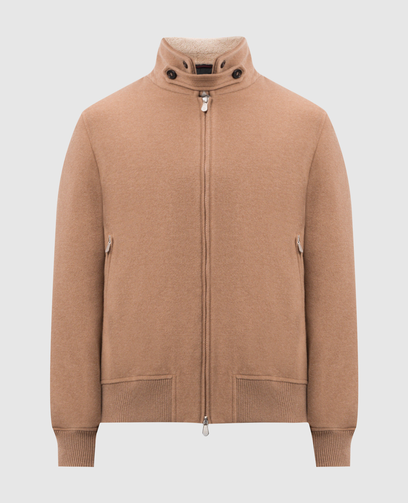 Brown cashmere jacket with fur brunello cucinelli