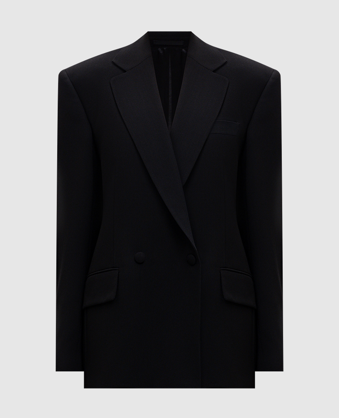 

Black double-breasted wool jacket with slit Jacob Lee