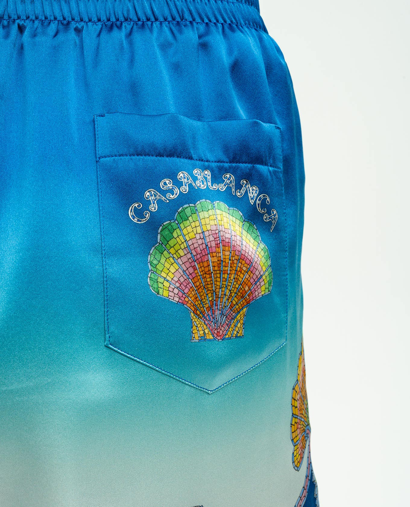 Blue silk shorts Coquillage Colore Casablanca 5