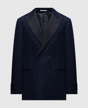 Brunello Cucinelli Blue double-breasted cashmere jacket ME81UGS07