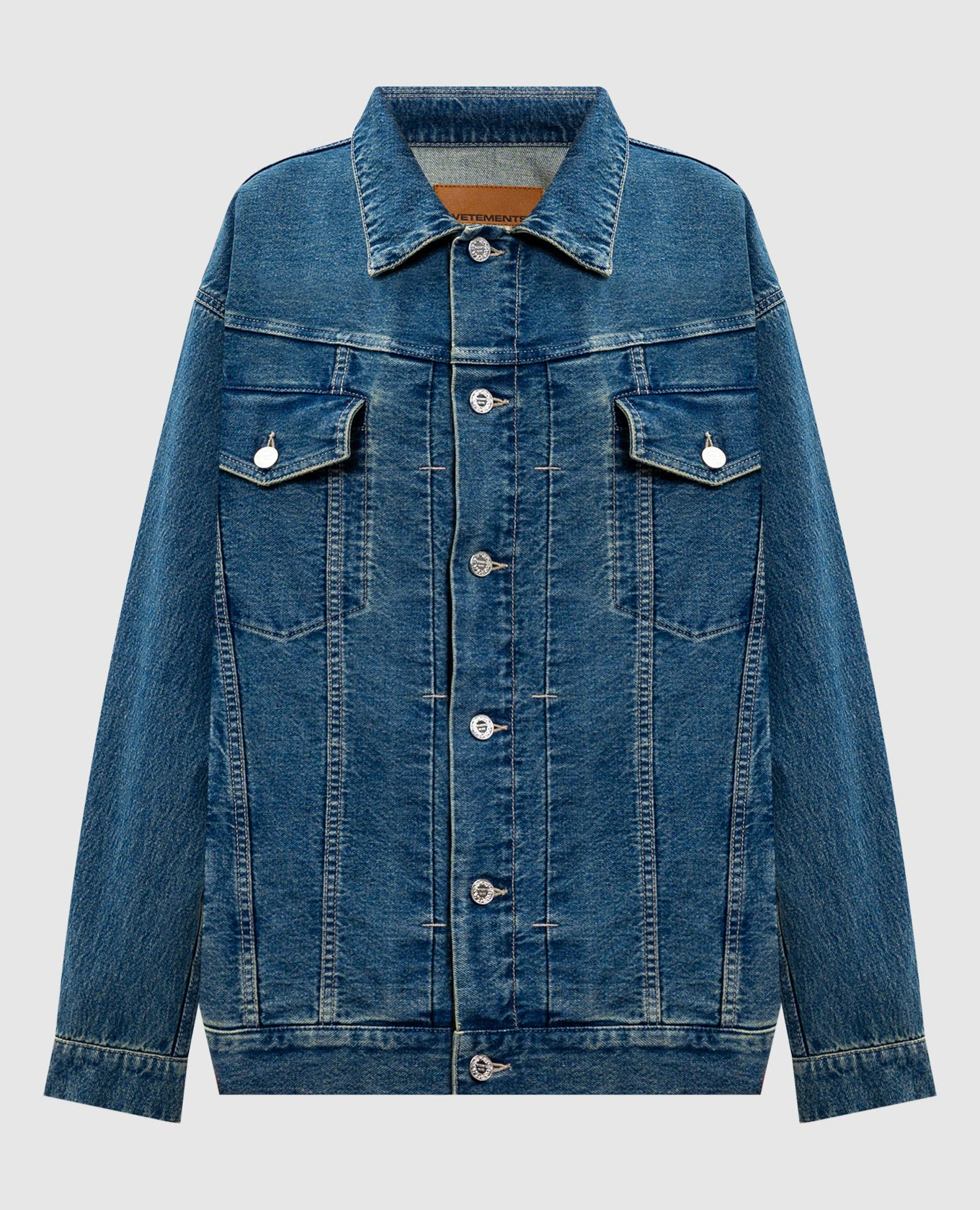 

Blue denim jacket with logo Vetements